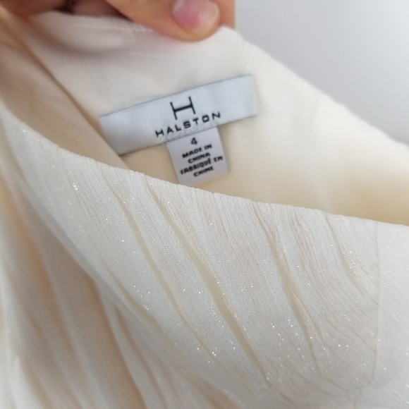 H Halston one shoulder gown cream - Picture 3 of 7